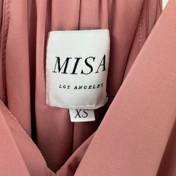 MISA Los Angeles Domino Draped Mini Dress Coral Pink Tie Front Size XS NWT - Picture 12 of 12